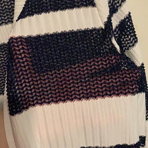 Sheer Navy and Striped Open Front Cover Up - Picture 3 of 3